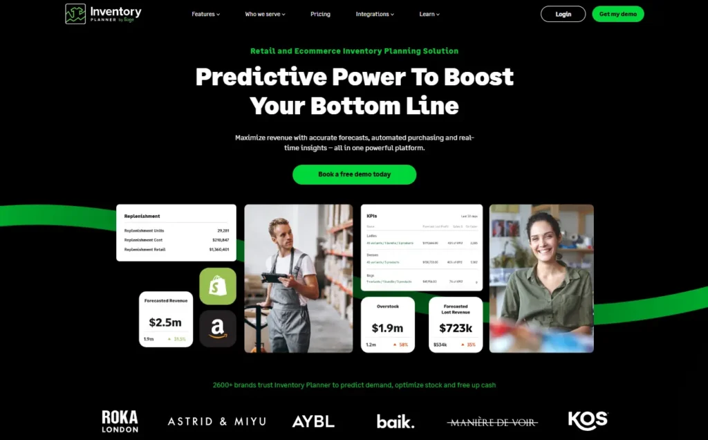 Inventory Planner by Sage — AI demand forecasting and automated replenishment for ecommerce and retail brands